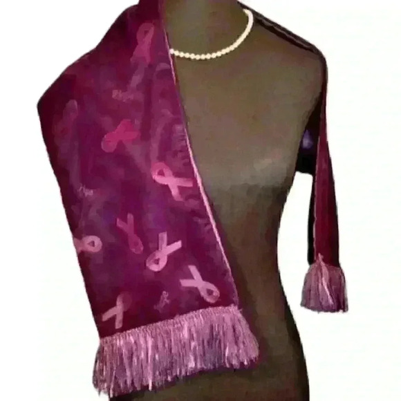 PURPLE Velour Scarf "HOPE" For the CURE SUPPORT Ghost Ribbon Accents Rectangle - Picture 1 of 12